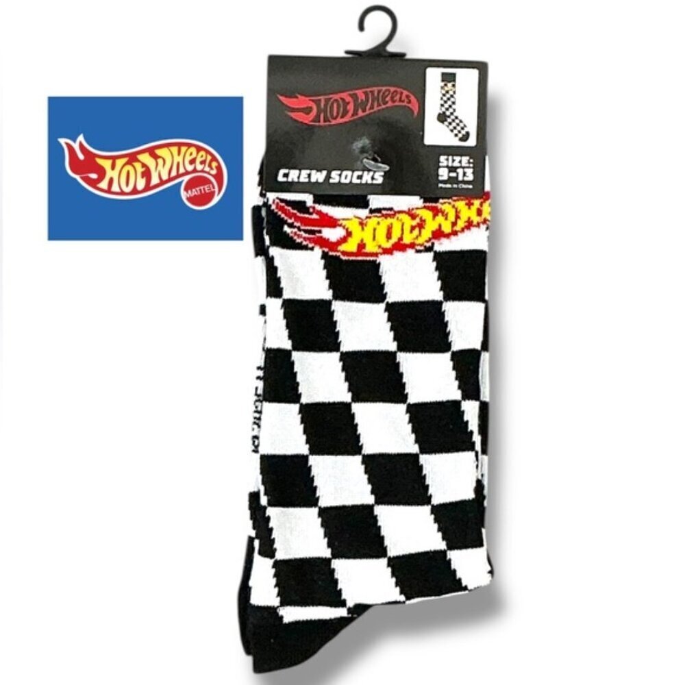 Mattel Hot Wheels Crew Socks  Novelty Checkered Flag Unisex Mens 9-13 One Size - Picture 14 of 14